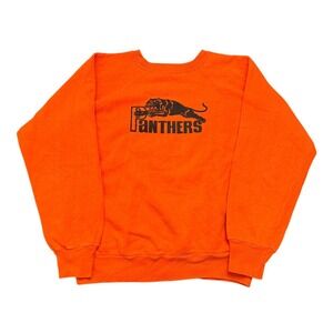 Vintage 70 Velva Sheen Panthers Graphic Sweatshirt Orange Fits Small Raglan